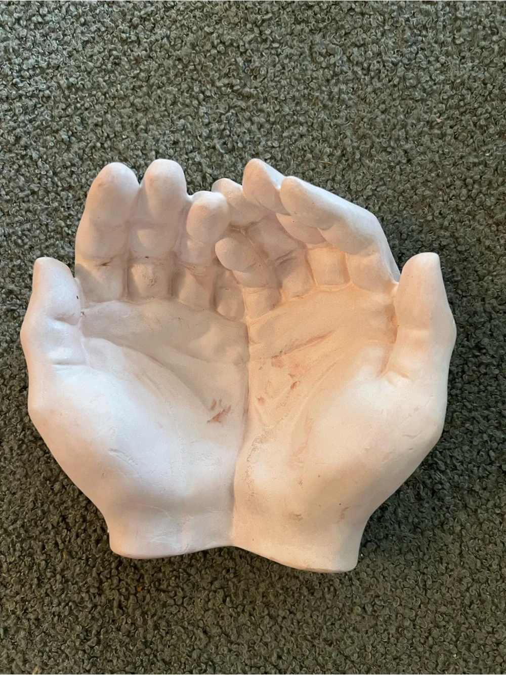 Giving Hands made of plaster of Paris and colored with white